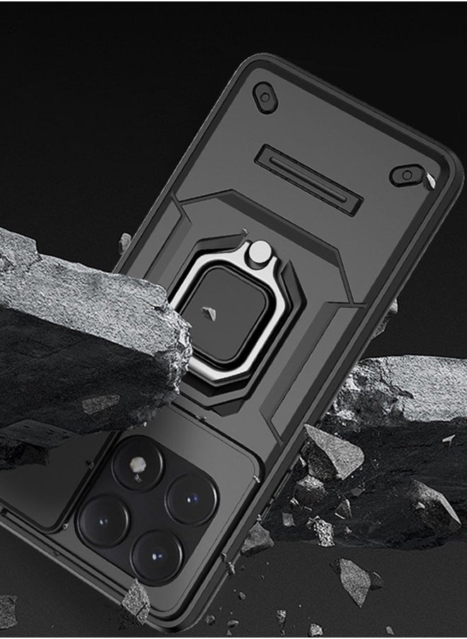 RICOONLINE Xiaomi POCO X6 Pro Case with Slide Camera Cover, Heavy Duty Shockproof Phone Case Cover with Kickstand for Xiaomi POCO X6 Pro 5G, Black  - Image 3