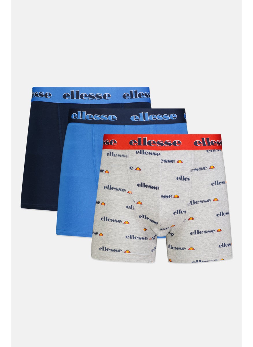 Ellesse Men 3 Pcs Brand Logo Pull On Trunk, Navy/Grey/Blue  - Image 1