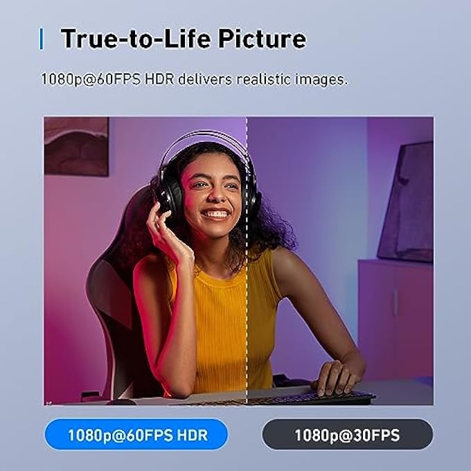 rayihni WORK C310 4K WEBCAM FOR PC, 12 MEGAPIXEL, AI AUTO FOCUS, AI FRAMING, AI NOISE CANCELING MIC, BUILT-IN PRIVACY COVER, ADJUSTABLE FOV, 1080P@60FPS HDR, USB WEBCAM FOR VIDEO CALLS AND LIVESTREAMS - Image 2