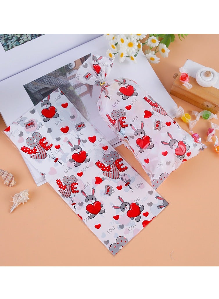 2025 Valentine's Day Festival Gift Bags Candy Snack Packaging Bags Heart-shaped Plastic Bags 100 Pcs - Image 2