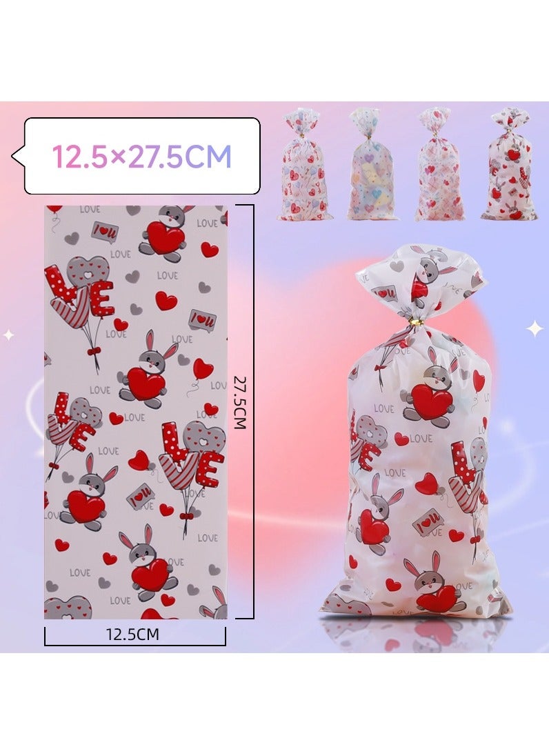 2025 Valentine's Day Festival Gift Bags Candy Snack Packaging Bags Heart-shaped Plastic Bags 100 Pcs - Image 3