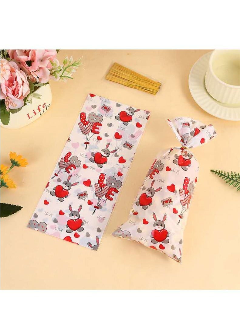 2025 Valentine's Day Festival Gift Bags Candy Snack Packaging Bags Heart-shaped Plastic Bags 100 Pcs - Image 4