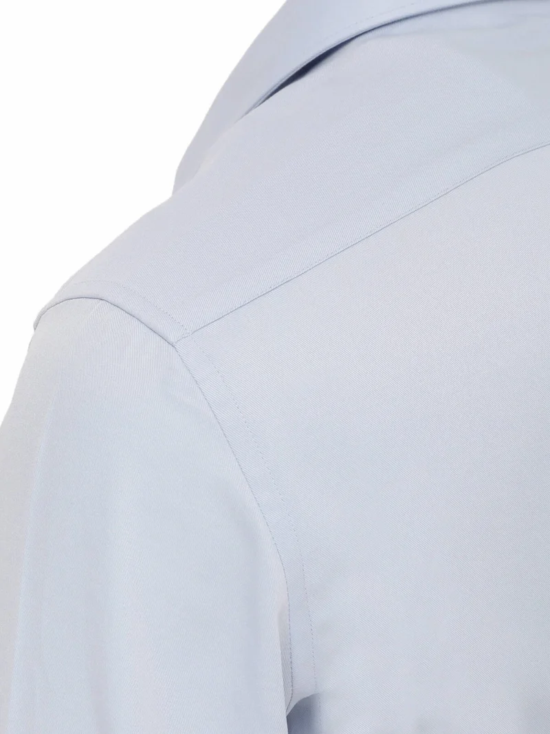 Kip Light Blue Plain Slim Fit Woven Classic Cotton Blend Shirt