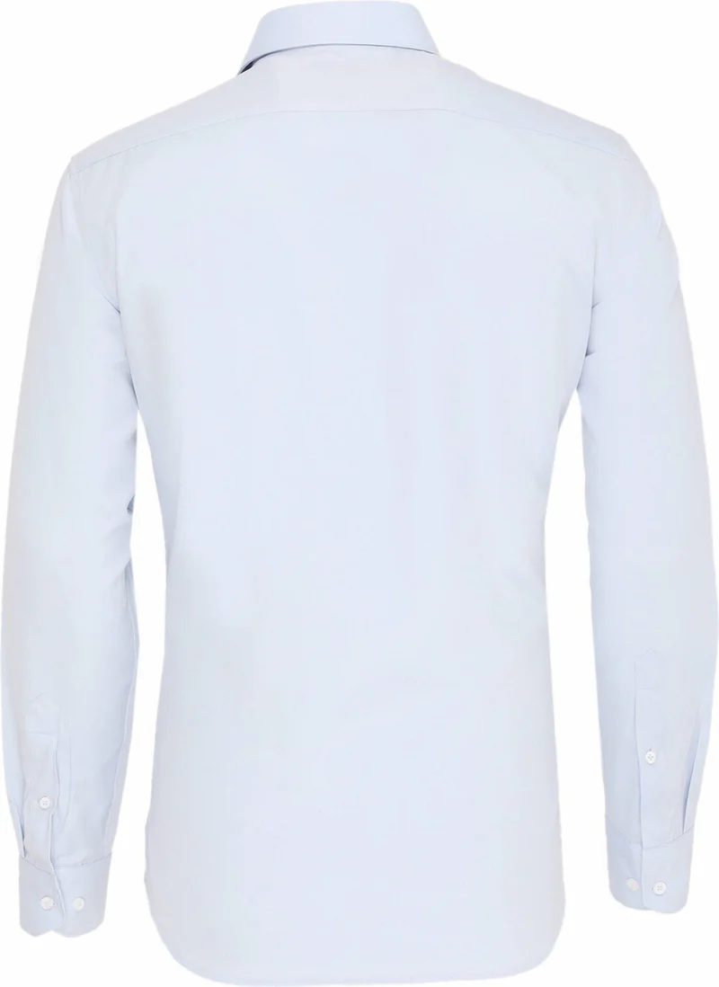 Kip Light Blue Plain Slim Fit Woven Classic Cotton Blend Shirt