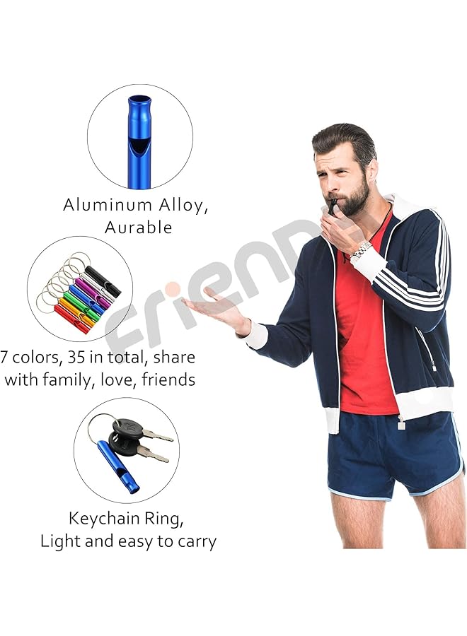 KASTWAVE Emergency Whistle with Keychain Aluminum Emergency Survival Whistle Camping Signal Whistles for Hiking Hunting Outdoors Sports Loud Sound Random Color 7 Pcs - Image 5