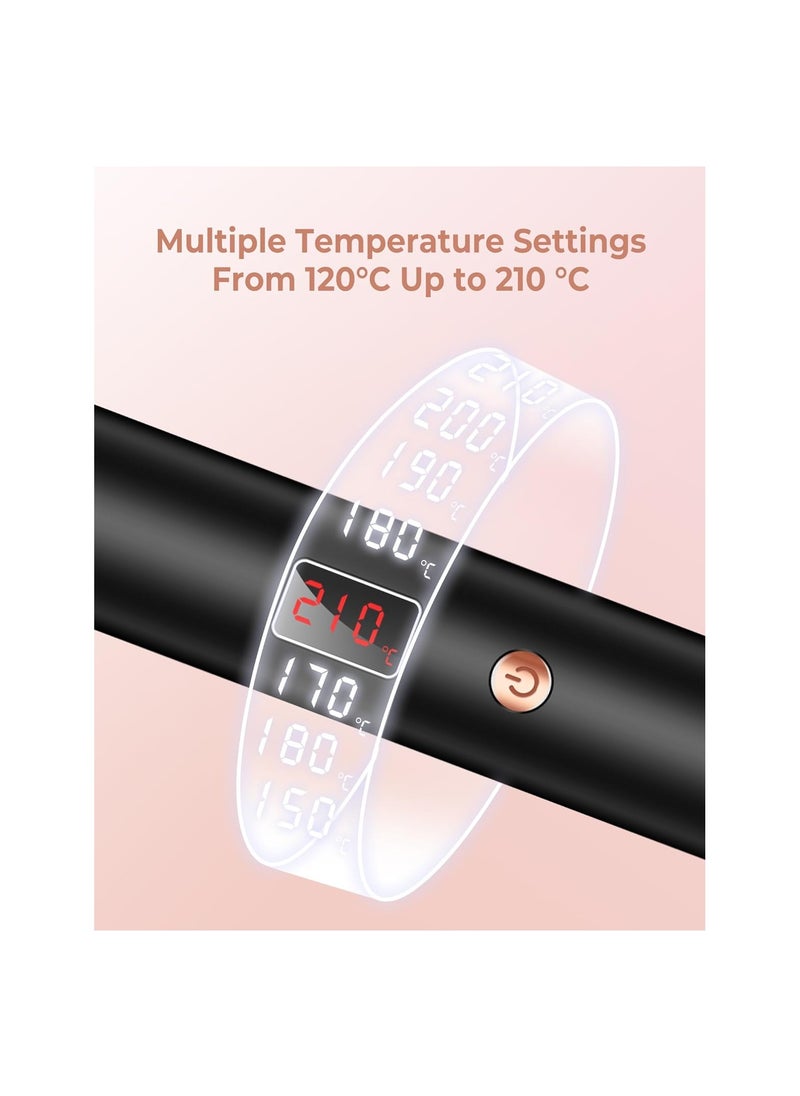 1.5" Ionic Tourmaline Ceramic Hair Curling Brush, LCD Display Hot Thermal Round Brush with Adjustable Temp 120-210℃, Anti-Tangle Design, Dual Voltage for Travel, Creates Volume & Waves(1 PACK)