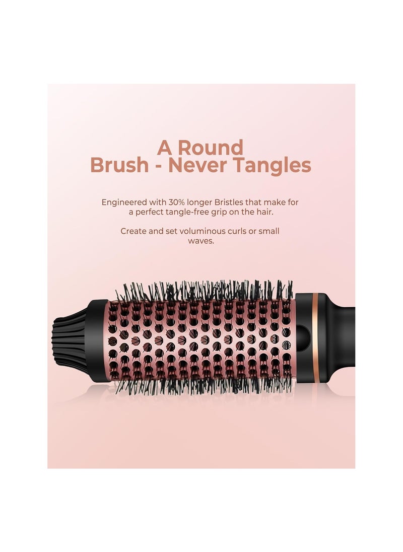 1.5" Ionic Tourmaline Ceramic Hair Curling Brush, LCD Display Hot Thermal Round Brush with Adjustable Temp 120-210℃, Anti-Tangle Design, Dual Voltage for Travel, Creates Volume & Waves(1 PACK)