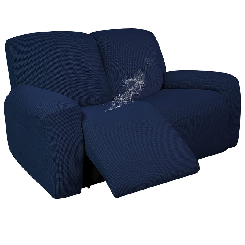 Easy-Going EasyGoing 100 Dual Waterproof Recliner Loveseat Cover 6Pieces Stretch Relining Sofa Cover with Pocket Jacquard 2 Seat Sofa Slipcover Leakproof Washable Loveseat Navy 