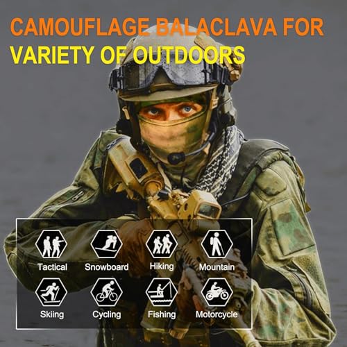 XY3545HS Camo Balaclava Face Mask for Man and Women-Hunting，Skiing，Motorcycle Windproof，UV Protection&Military Training - Image 2