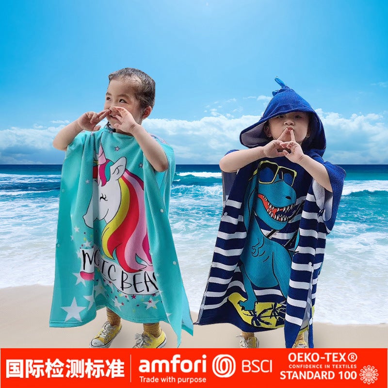 Hooded Children'S Bath Towel Cloak Baby Bath Quick-Drying Wearable Bathrobe Large Cloak Bath Towel Cloak - Image 2