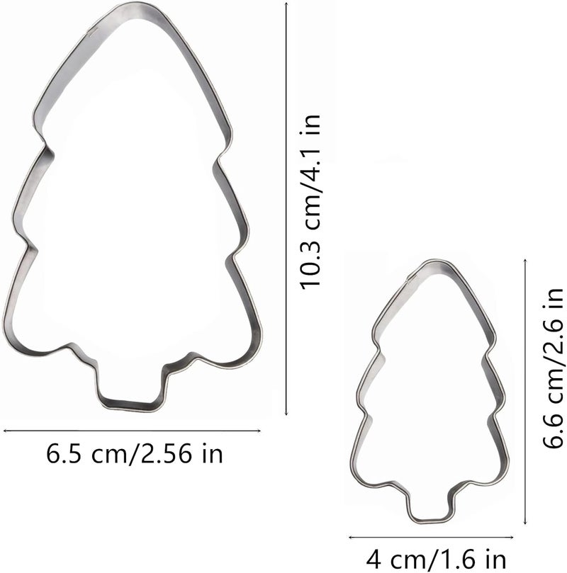 Comais Tree Shaped Cookie Cutters Set of 2 pcs Stainless Steel Christmas Tree Fondant Cutter Molds Baking DIY Tree Shape B - Image 3