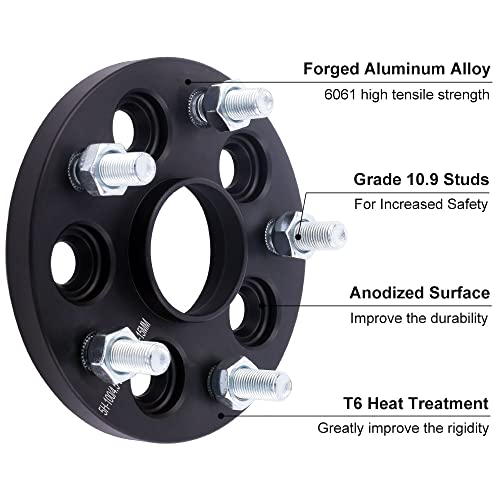 DCVAMOUS 4PC Black 5x100 to 5x4.5 Hubcentric Wheel Adapters 15mm with 12x1.25 Studs Compatible with Subaru 5 Lug 5x100 to 5x114.3 for 2013-2022 BRZ | 1995-2022 Impreza | 1998-2022 Forester - Image 5