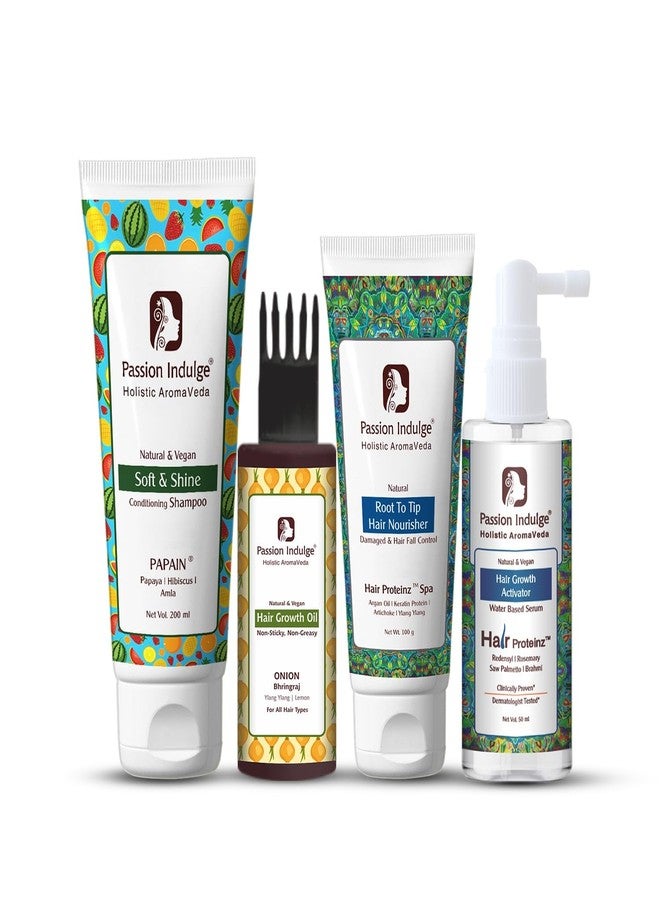 باشن إندلج زيت الشعر بالبصل من باشن إندلج، سيروم نمو الشعر بإكليل الجبل، معزز بروتين سبا الشعر وشامبو الباباين - Image 1