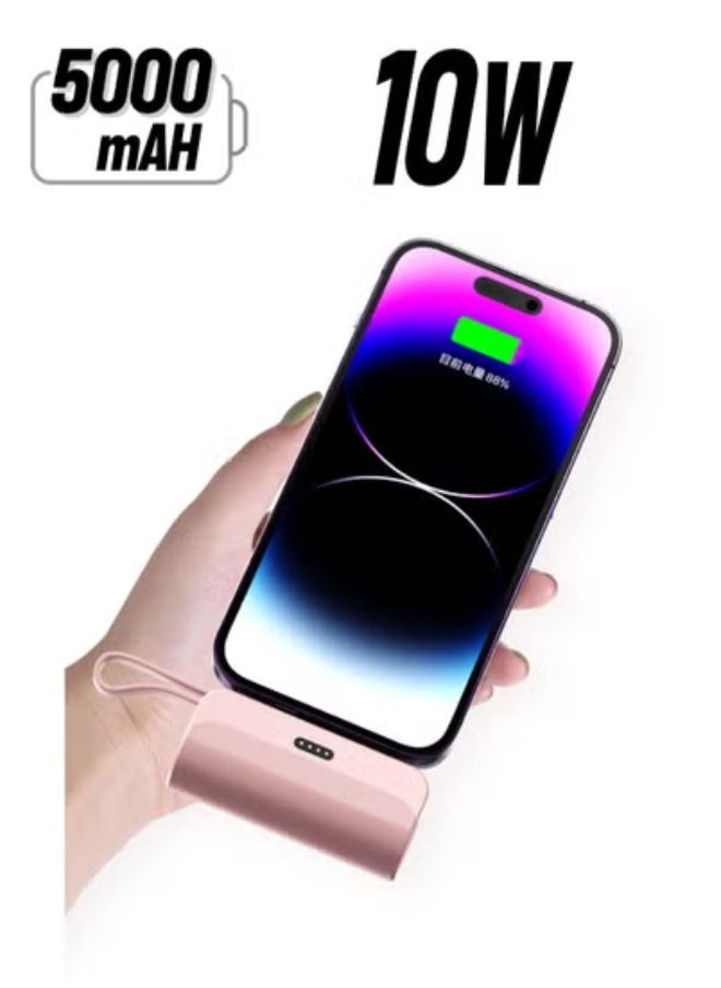 Generic Travel 10Watts Small Portable Charger iPhone with Built-in Lightning Cable 5000mAh Power Bank Fast Charging for iPhone 14/13/13 Pro/12/12 Pro/11/XR/XS/X/8/7/6  - Image 1