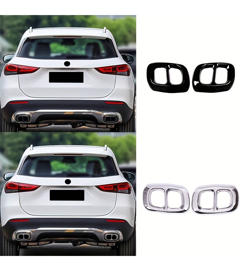 Four Outlet Tailpipe Decorative Cover In Bright Black For Mercedes Gla 14-25 Glb 19-25 Automotive Exterior Accessory - Image 1