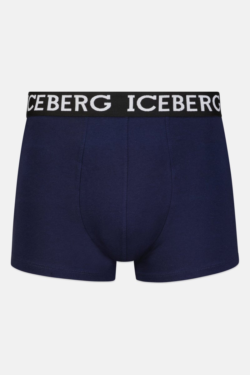 ICEBERG Men 2 Piece Brand Logo Trunks, Navy Blue  - Image 2