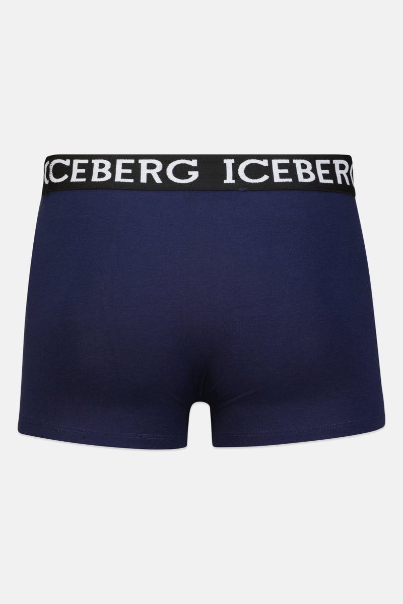 ICEBERG Men 2 Piece Brand Logo Trunks, Navy Blue  - Image 3