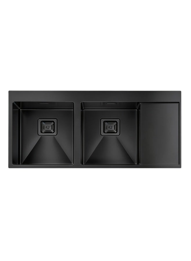 ELITE MARS DBSD1650B Black Double Bowl Kitchen Sink – Top Mount Stainless Steel Sink with Single Drain Design - Image 1