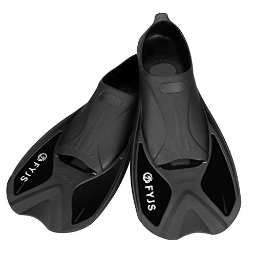 F FYJS FYJS Short Swim Fins with Comfortable Full Foot Pocket Travel-Size for Snorkeling and Scuba Diving - Image 1