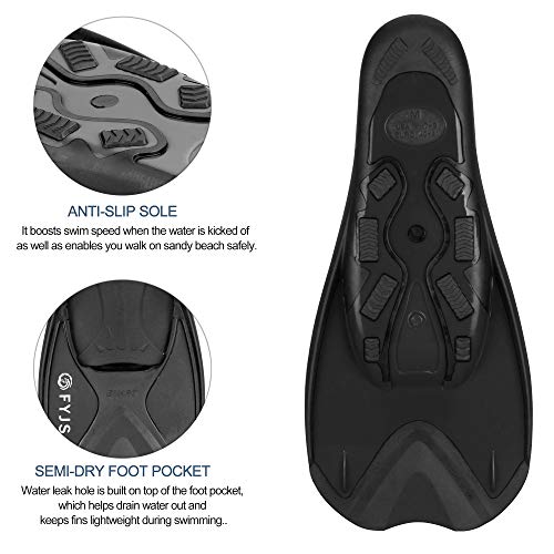 F FYJS FYJS Short Swim Fins with Comfortable Full Foot Pocket Travel-Size for Snorkeling and Scuba Diving - Image 3