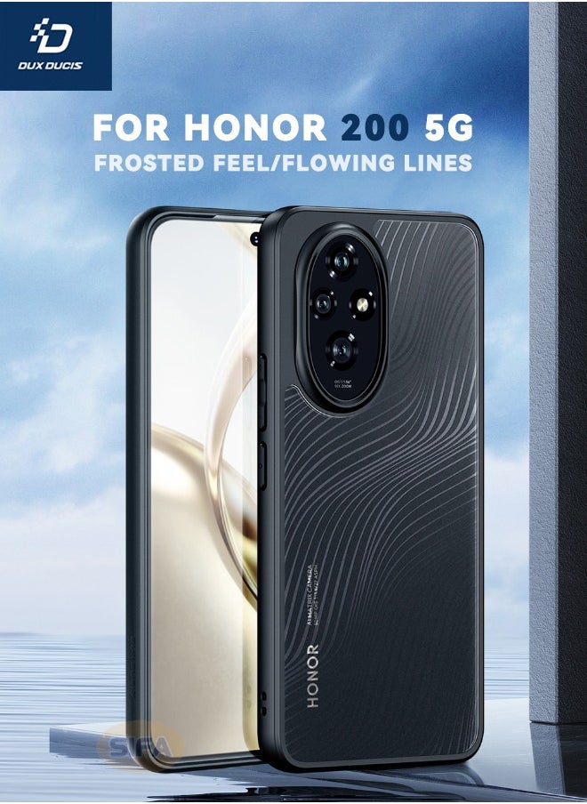 DUX DUCIS - Honor 200 5G Case with Lanyard, Military Grade Anti-Drop Slim Shockproof Frosted Back Cover, [SGS Dropproof Certification][Streamline Texture][Frosted Feel] Case Cover for Honor 200 5G, Black - Image 1