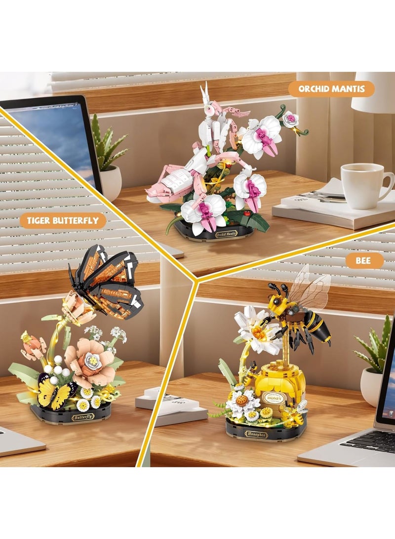 SYOSI Orchid Mantis Building Set, Insect and Mini Animal Collection, Creative Bonsai Tree Plants DIY Assembly Kit, Educational Construction Toy for Adults and Kids Home Decoration - Image 2