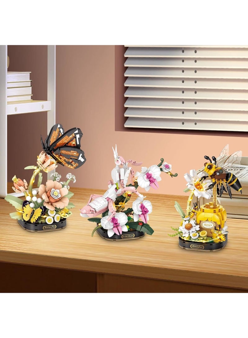 SYOSI Orchid Mantis Building Set, Insect and Mini Animal Collection, Creative Bonsai Tree Plants DIY Assembly Kit, Educational Construction Toy for Adults and Kids Home Decoration - Image 3