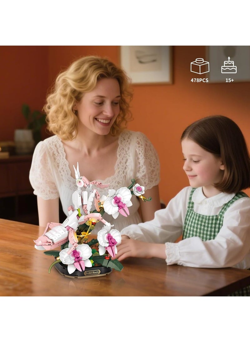 SYOSI Orchid Mantis Building Set, Insect and Mini Animal Collection, Creative Bonsai Tree Plants DIY Assembly Kit, Educational Construction Toy for Adults and Kids Home Decoration - Image 4