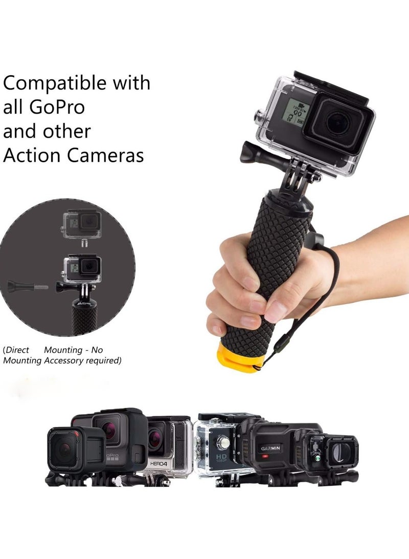 AROAQ Waterproof Floating Hand Grip Compatible with GoPro Hero 12 11 10 9 8 7 6 5 4 3+ 2 1 Session Black Silver Camera Handler & Handle Mount Accessories Kit for Water Sport and Action Cameras (YELLOW) - Image 2