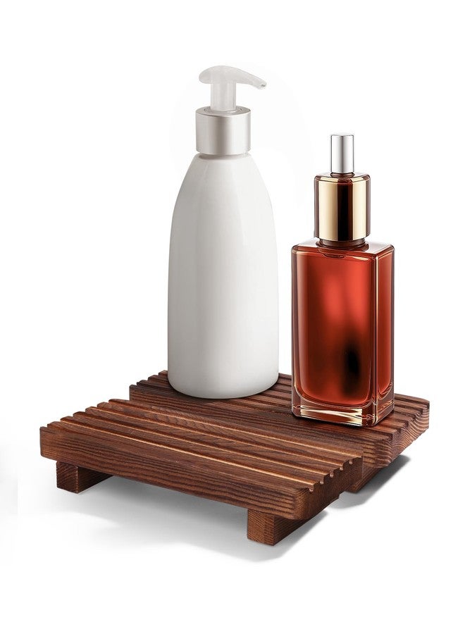 SAMEBUTECO Set of 2 Wooden Soap Trays for Kitchen Sink & Bathroom Counter | Rustic Farmhouse Soap Dish Holder with Riser | Decorative Wood Pedestal Stand for Vanity, Dispenser, and Countertop Décor - Image 1