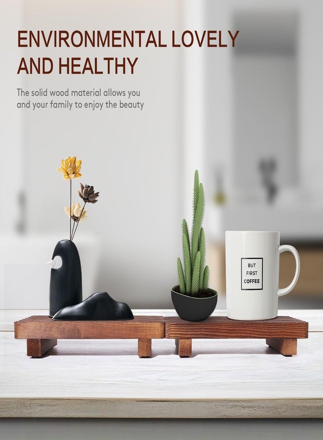 SAMEBUTECO Set of 2 Wooden Soap Trays for Kitchen Sink & Bathroom Counter | Rustic Farmhouse Soap Dish Holder with Riser | Decorative Wood Pedestal Stand for Vanity, Dispenser, and Countertop Décor - Image 4