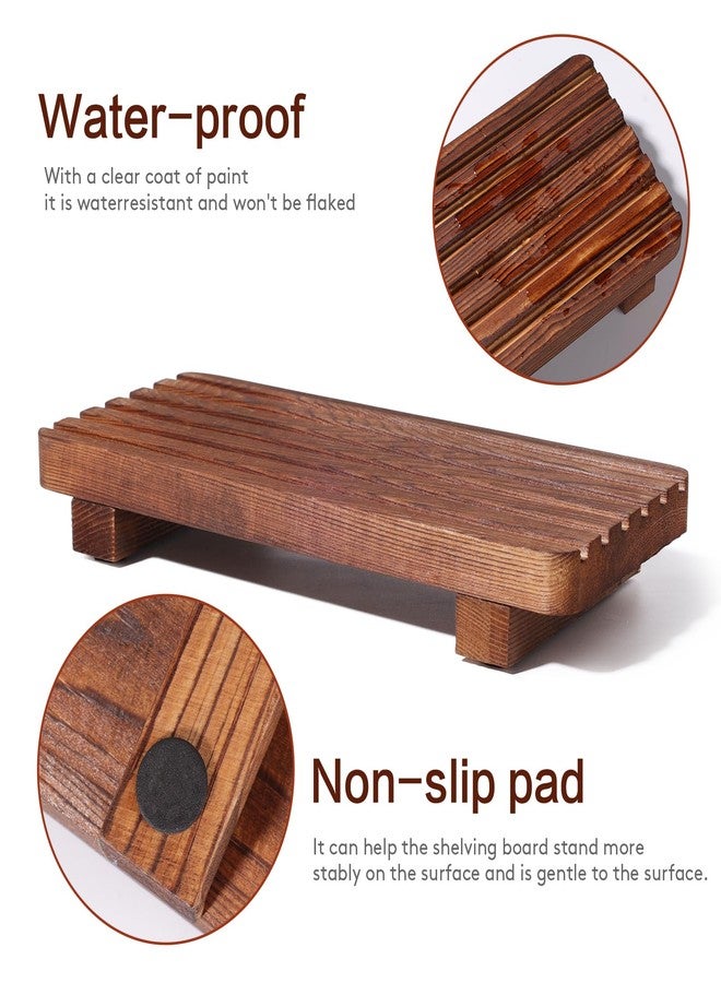 SAMEBUTECO Set of 2 Wooden Soap Trays for Kitchen Sink & Bathroom Counter | Rustic Farmhouse Soap Dish Holder with Riser | Decorative Wood Pedestal Stand for Vanity, Dispenser, and Countertop Décor - Image 3
