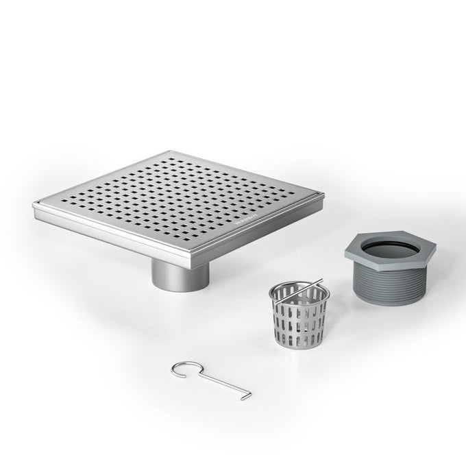 SQUARE SHOWER DRAIN 8 304 STAINLESS STEEL FLOOR DRAIN WITH GRID DRAIN COVER HAIR STRAINER RETROFIT SHOWER DRAIN WCUPC CERTIFIED BRUSHED