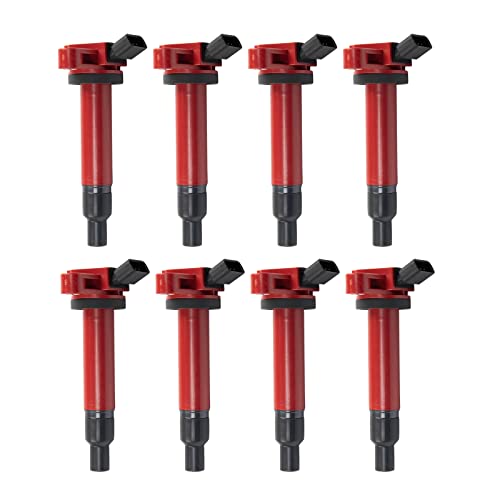 TRQ Ignition Coil Set Compatible with 2001-2007 Lexus GS430 2003-2009 GX470 2001-2006 LS430 1998-2007 LX470 2002-2010 SC430 Toyota 4Runner Land Cruiser 2001-2009 Sequoia 2000-2009 Tundra - Image 1