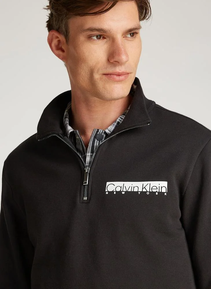 CALVIN KLEIN Half Zip Logo Print Sweatshirt