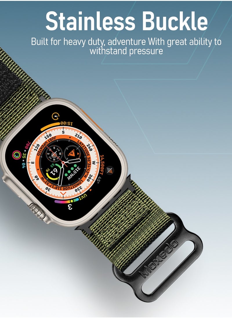 Moxedo - Moxedo MX23 Rugged Strap Breathable Nylon Braided Sports Band Compatible with Apple Watch Band Series 8/7/6/5/4/3/2/1/SE Ultra Woven Loop Design for 44mm/45mm/49mm UAE Edition - Image 1