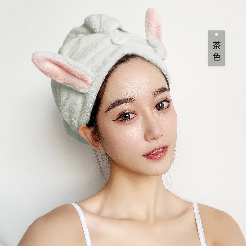 Generic Super Absorbent Thicken Hair-Drying Cap Towel Tea 