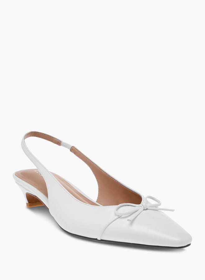 Celeste Women's Solid Slingback Shoes with Bow Accent and Kitten Heels - Image 2