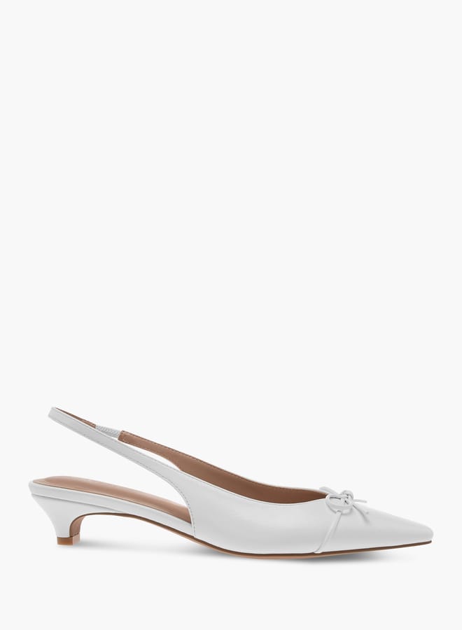 Celeste Women's Solid Slingback Shoes with Bow Accent and Kitten Heels - Image 3
