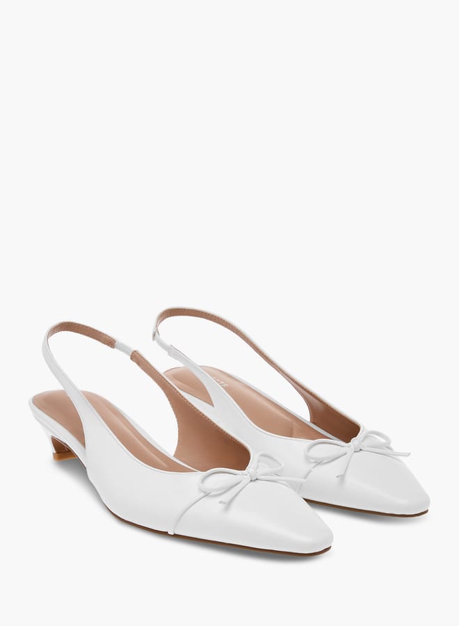 Celeste Women's Solid Slingback Shoes with Bow Accent and Kitten Heels - Image 1