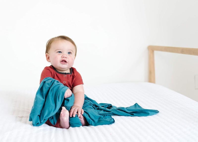 Copper Pearl Large Premium Knit Baby Swaddle Receiving Blanket Steel - Image 4