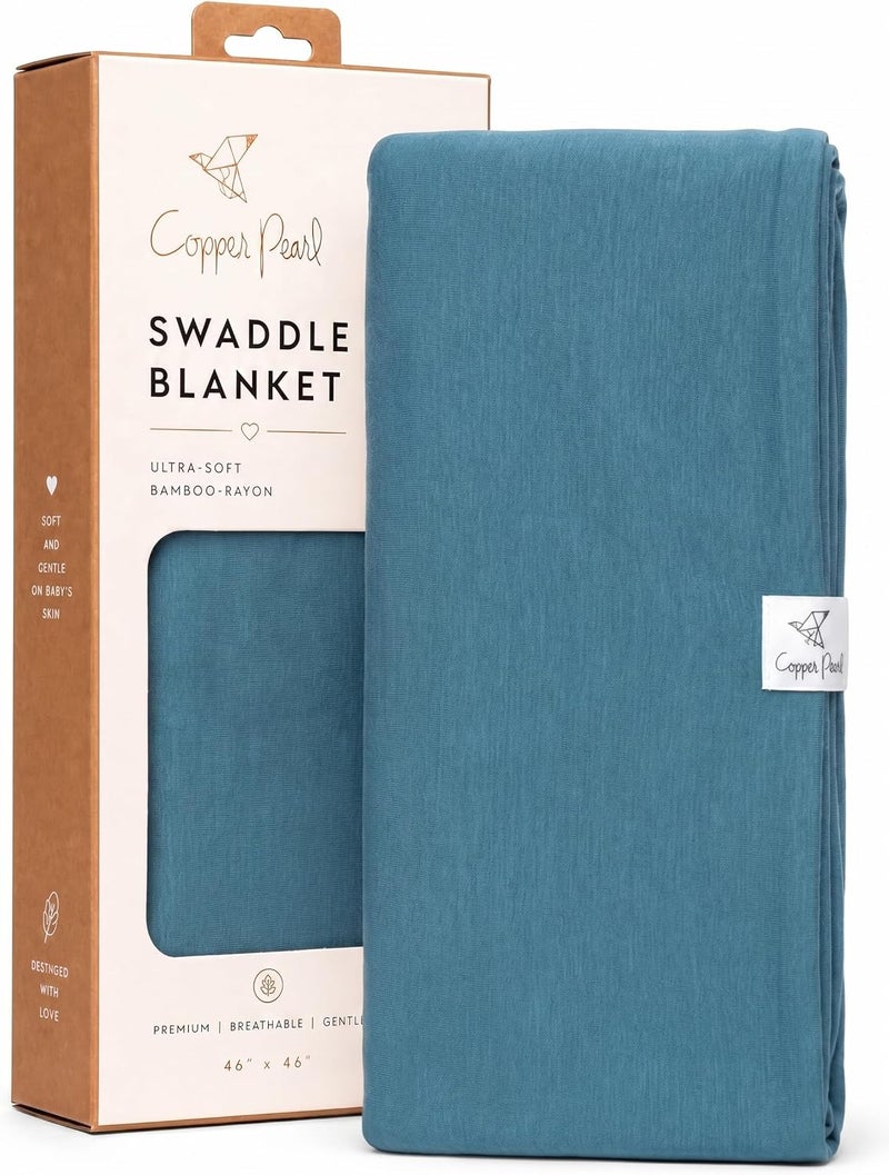 Copper Pearl Large Premium Knit Baby Swaddle Receiving Blanket Steel - Image 1
