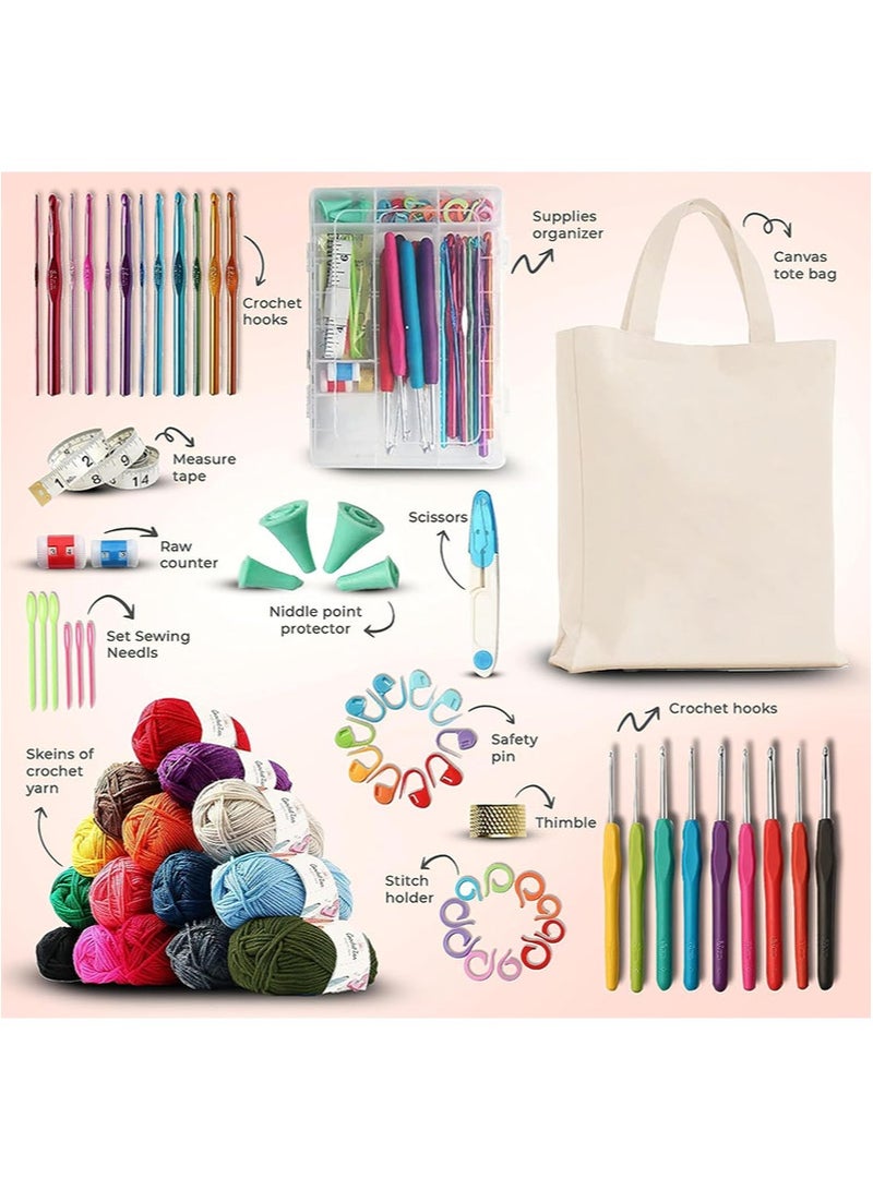 Apustim 73 Piece Adult Beginner Crochet Kit，Knitting Starter Kit，Including Ergonomic Crochet Hook Set，Yarn，Crochet Bag，Etc，a Starter Pack Suitable For Kids，Adults，Beginners And Professionals - Image 2