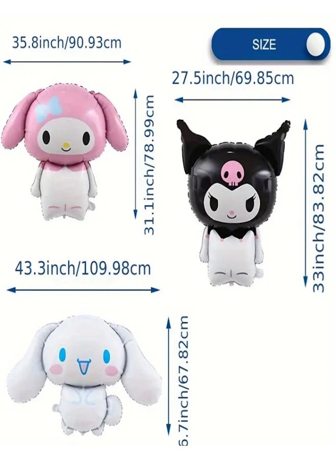 JOLLITY LLC Balloon Kawaii Anime Kuromi Melody Cinnamoroll Birthday Party Decoration Jumbo Balloons Cute Photo Prop 3 pcs - Image 3