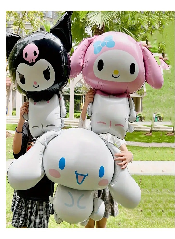 JOLLITY LLC Balloon Kawaii Anime Kuromi Melody Cinnamoroll Birthday Party Decoration Jumbo Balloons Cute Photo Prop 3 pcs - Image 1
