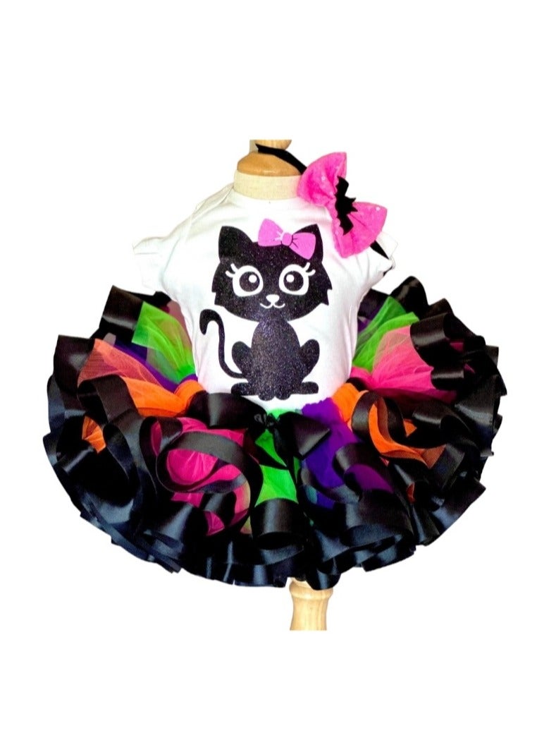 داديز أنجل Cute Cat Costume For Baby Girls Kids  Fluffy Tutu Headband Top - Image 1