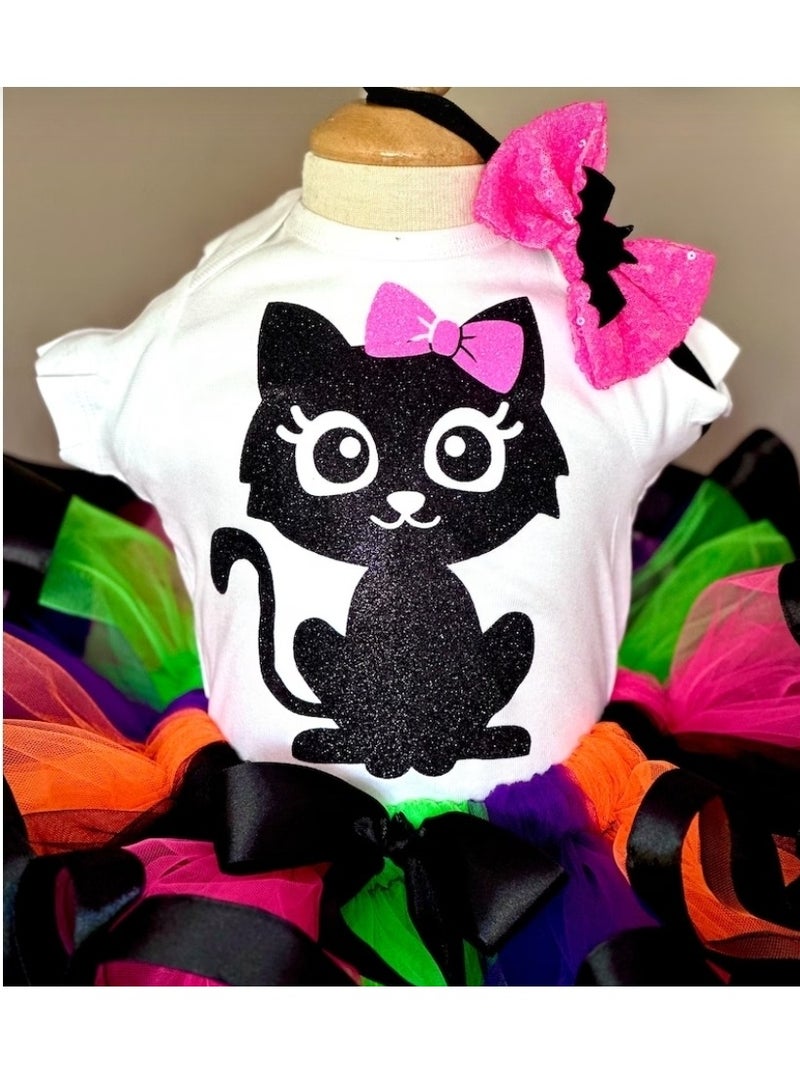 داديز أنجل Cute Cat Costume For Baby Girls Kids  Fluffy Tutu Headband Top - Image 2