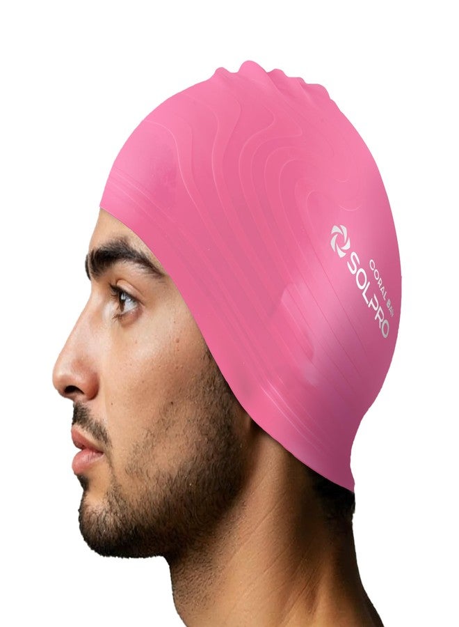 Solpro Coral Bay Unisex Swimming Cap|for Men,Women,Boys,Girls,Athletes,Swimmers|for Training,Competition in Swimming Pool,Water Sport,Beach,Water Park & Activties|One Size Fits All(Pink) - Image 1