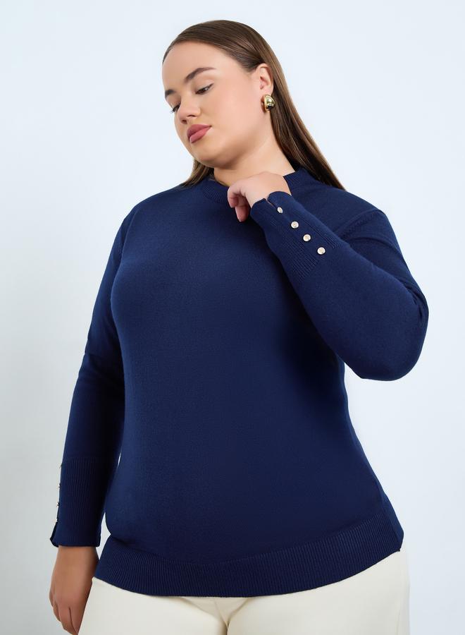 Styli Plus Size Slim Fit Knit Sweater - Image 1