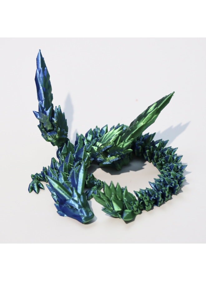 3D Printing Crystal Dragon Wings Joint Active Creative Dragon Ornaments Hand-made Gift Toys Cross-border-Colour:20.7cm Crystal Flying Dragon-laser Green  - Image 1